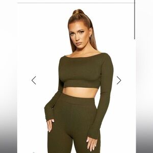 Naked Wardrobe Snatched Up Crop Top in olive